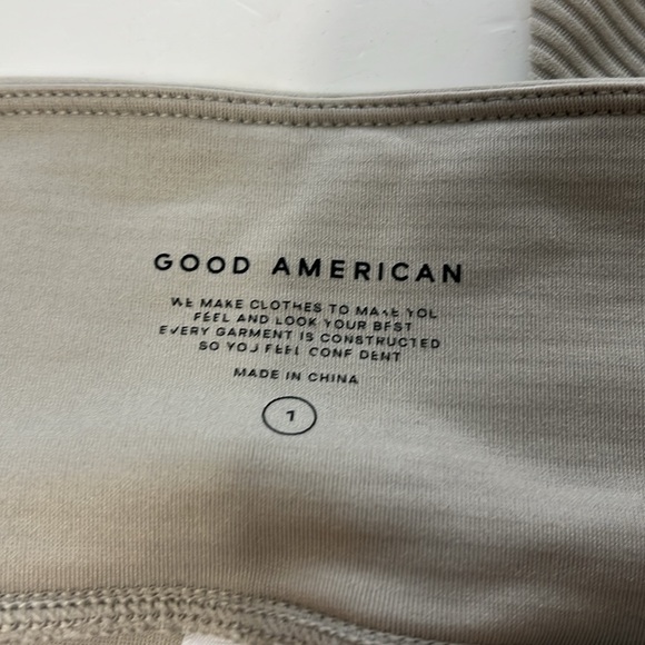 Good American Sz 1 Nude Ribbed Elastic Waist Pull On Skinny Leggings - Picture 5 of 7